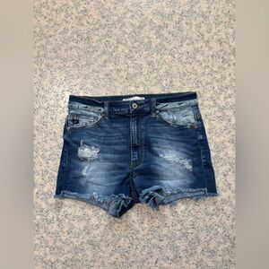 KanCan High-Rise Distressed Frayed Hem Denim Shorts size large